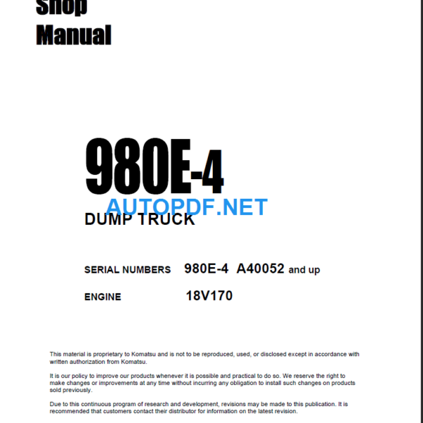 980E-4 (A40052 and up) Shop Manual