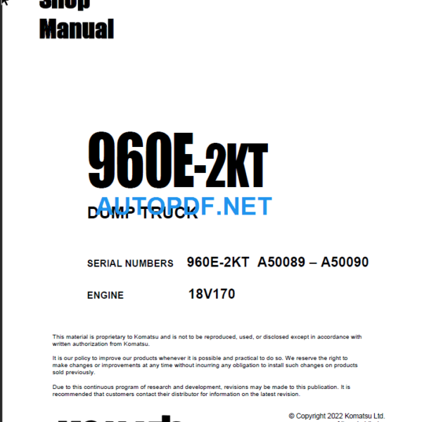 Komatsu 860E Shop Manual