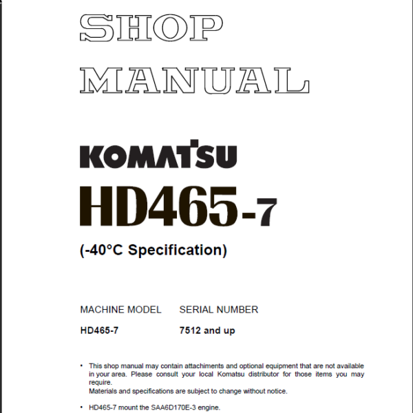 Komatsu HD465-7 Shop Manual