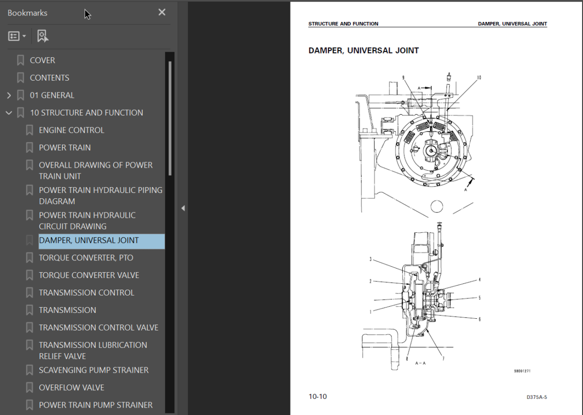 Komatsu D375A-5 (18200 and up) (SEBM035203) Shop Manual