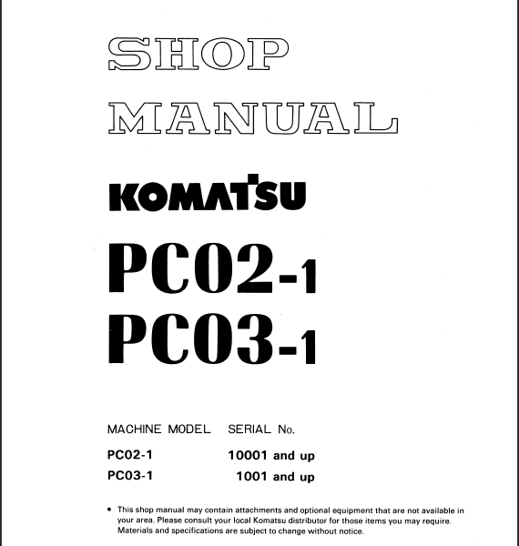 PC02-1 PC03-1 Shop Manual