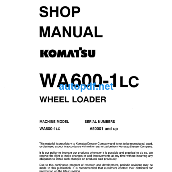 WA600-1LC Shop Manual