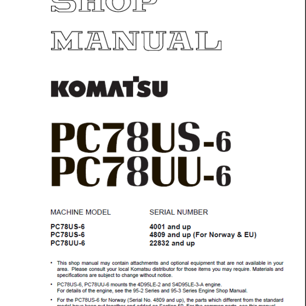 PC78US-6 PC78UU-6 Shop Manual