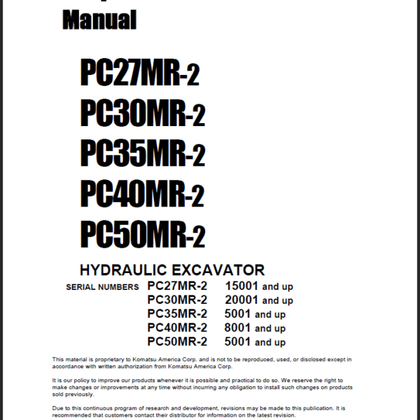 PC27MR-2PC30MR-2PC35MR-2PC40MR-2PC50MR-2 Shop Manual