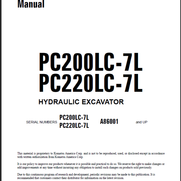 PC200LC-7L PC220LC-7L Shop Manual