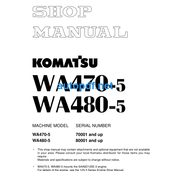 WA470-5 WA480-5 Shop Manual