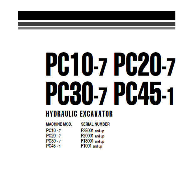 PC10-7 PC20-7 PC30-7 PC45-1 Shop Manual