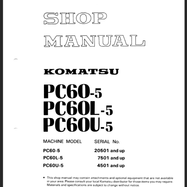 PC60-5 PC60L-5 PC60U-5 Shop Manual
