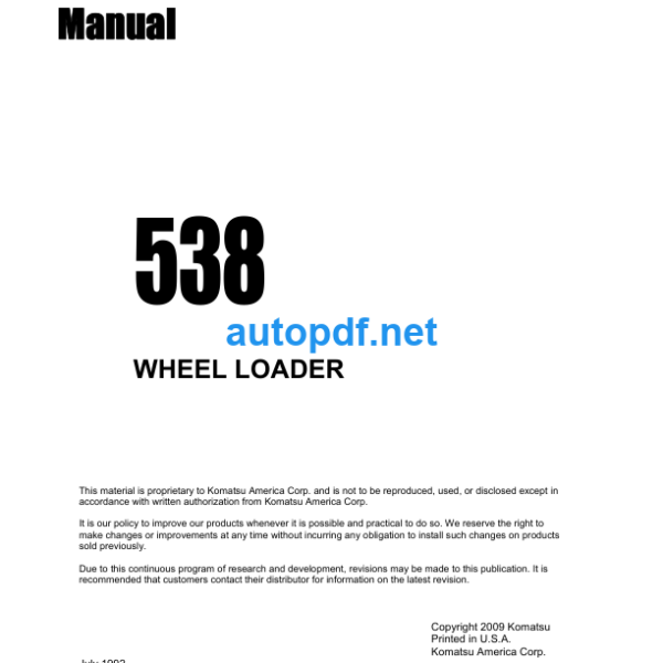 538 Shop Manual