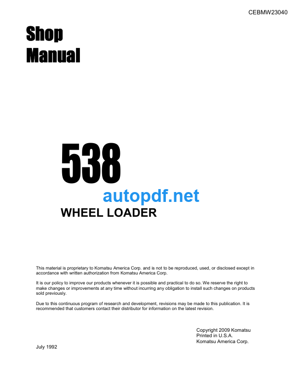 538 Shop Manual