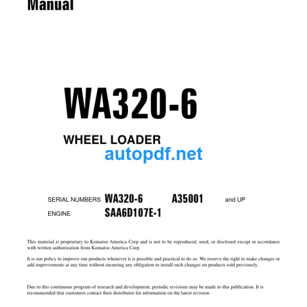 WA320-6 Shop Manual