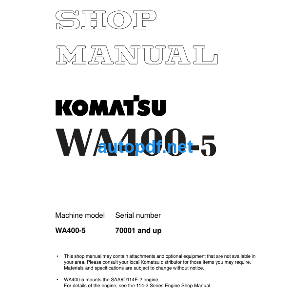 WA1200-6 Field Assembly Instruction