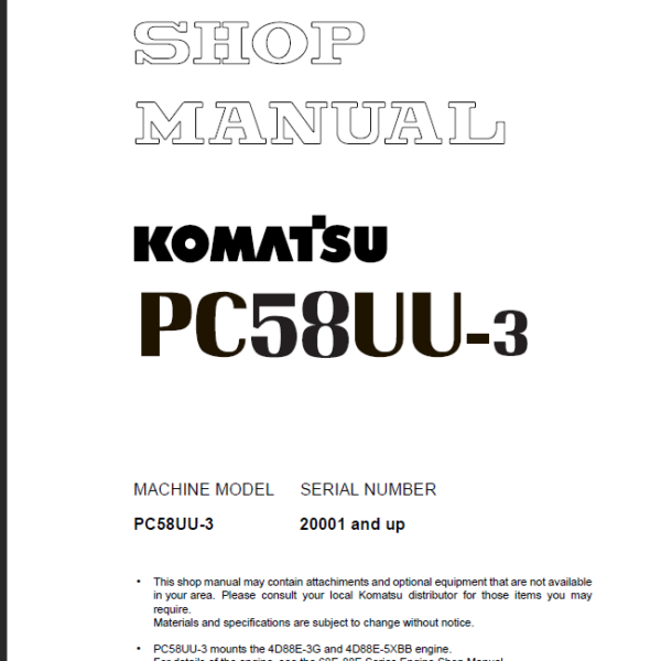 PC58UU-3 Shop Manual