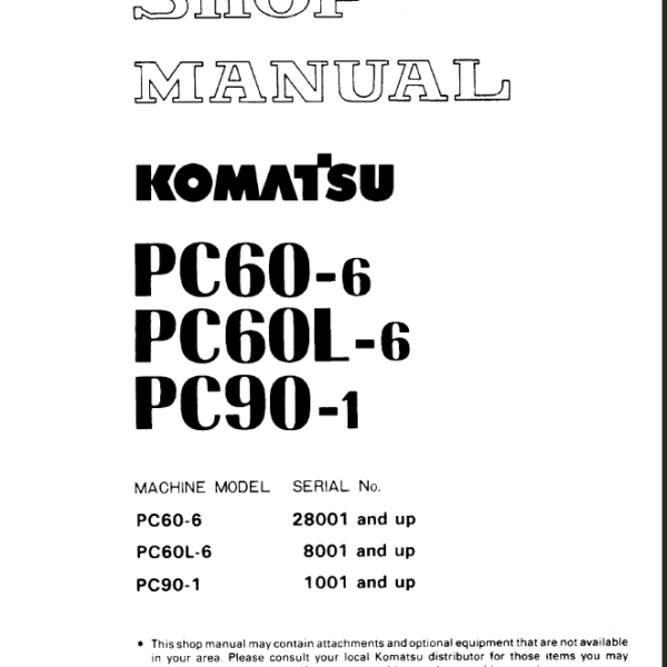 PC60-6 PC60L-6 PC90-1 Shop Manual