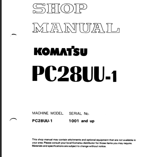 PC28UU-1 Shop Manual