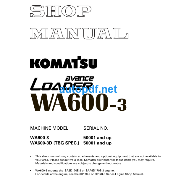 WA600-3 Shop Manual