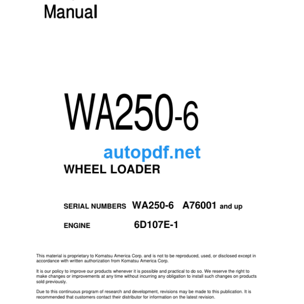WA250-6 Shop Manual