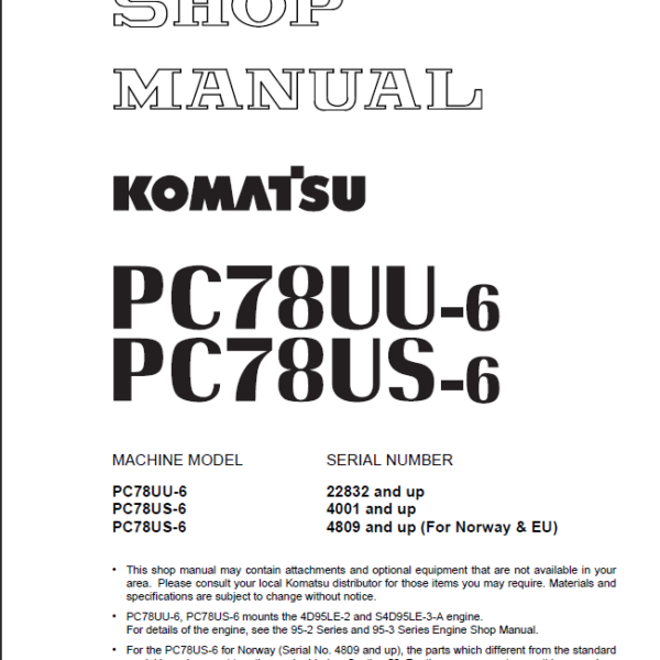 PC78UU-6 PC78US-6 Shop Manual