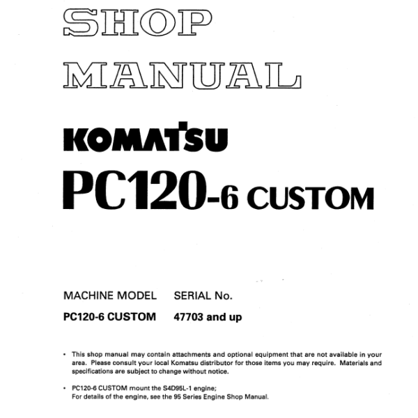 PC120-6 CUSTOM Shop Manual