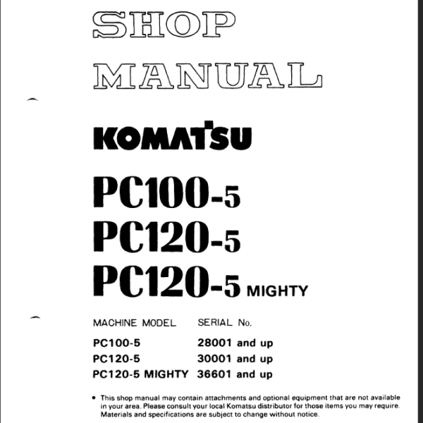 PC100-5 PC120-5 MIGHTY Shop Manual