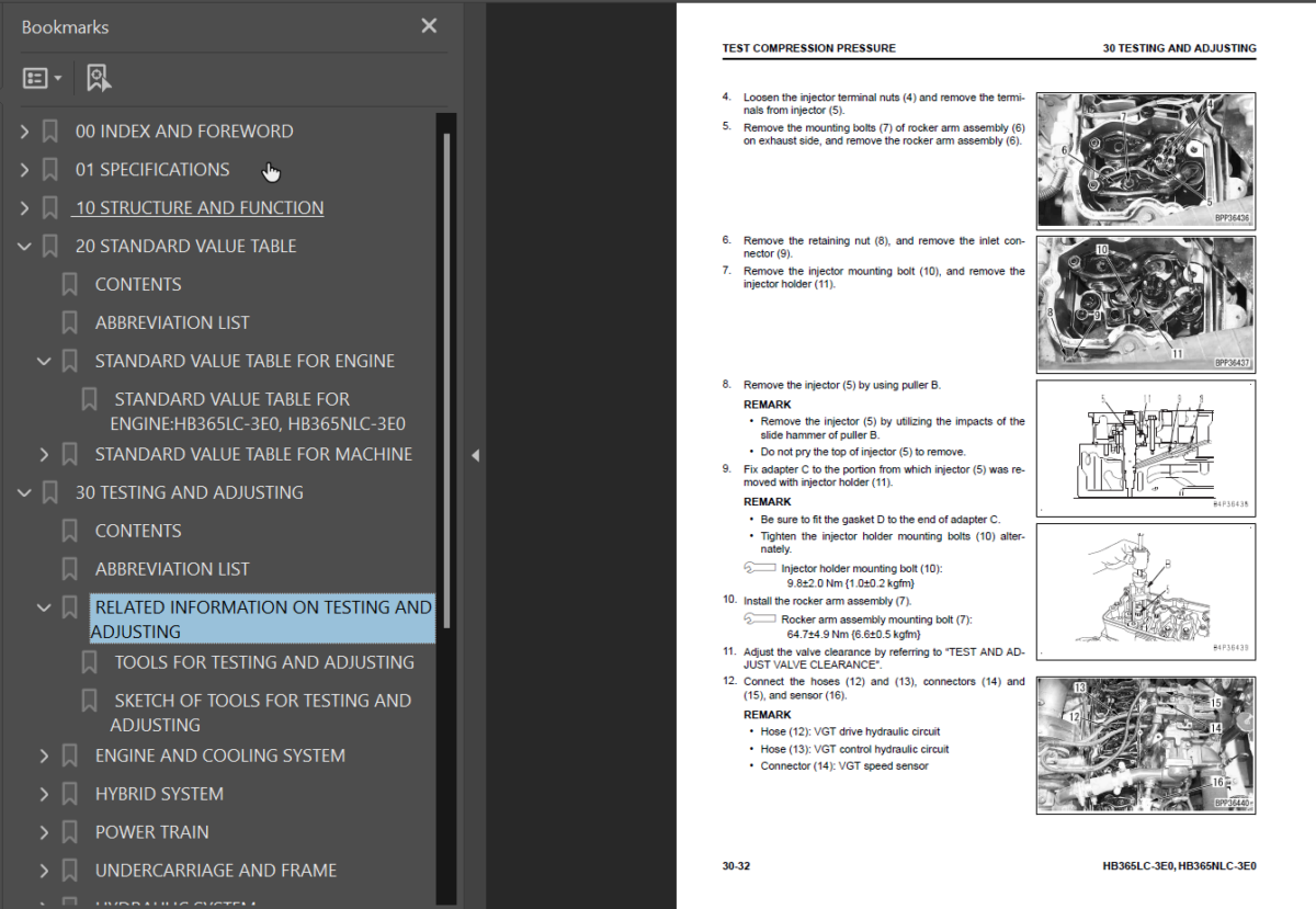 HB365LC-3 HB365NLC-3 (SERIAL NUMBERS 5001 and up K70001 and up) Shop Manual (UENBM00523)