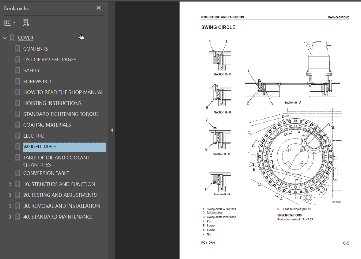 PC110R-1 Shop Manual