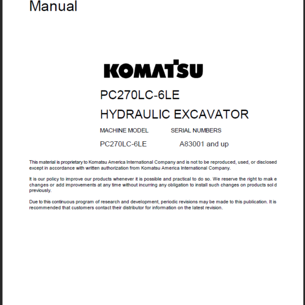 PC270LC-6LE Shop Manual