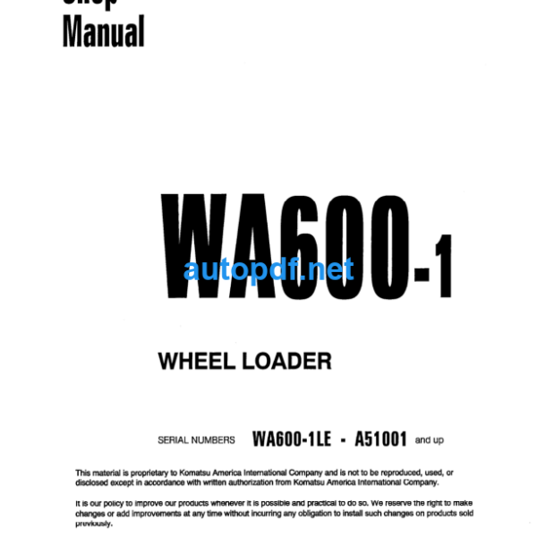 WA600-1 Shop Manual