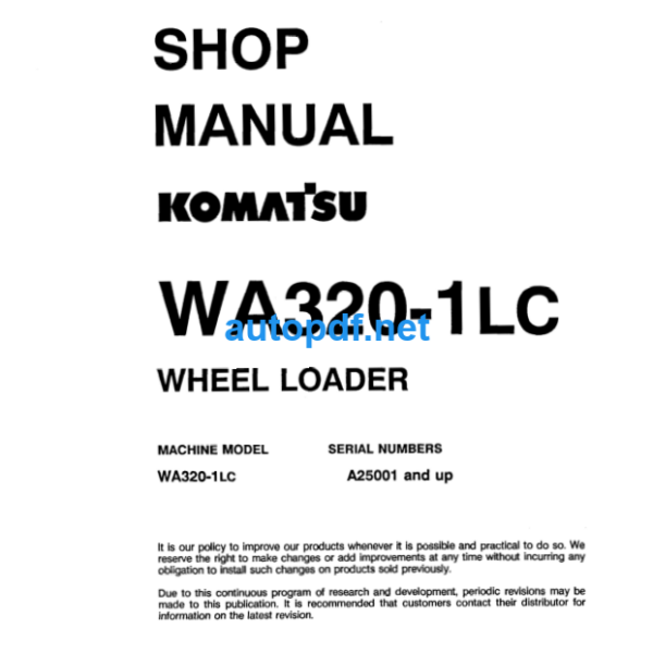 WA320-1LC Shop Manual