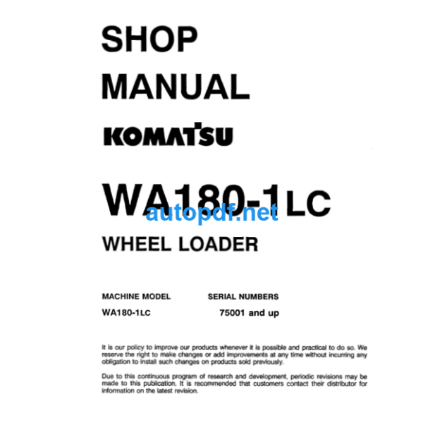 WA180-1LC Shop Manual