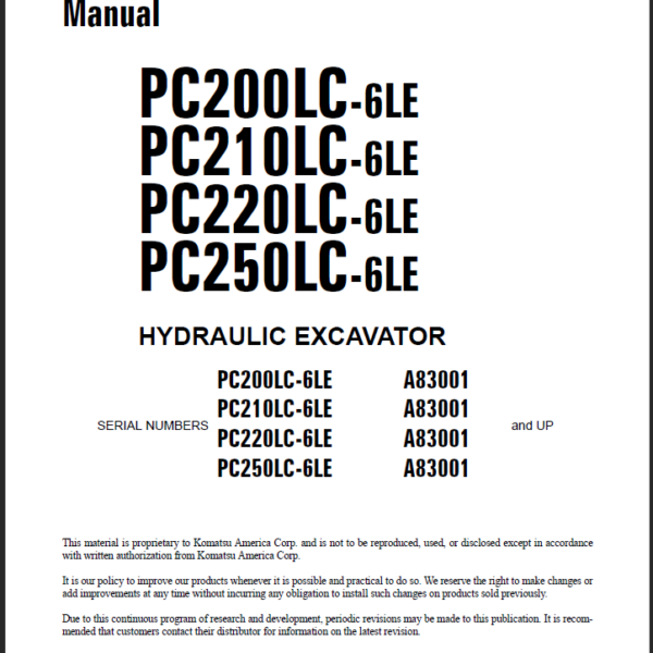 PC200LC-6LE PC210LC-6LE PC220LC-6LE PC250LC-6LE Shop Manual