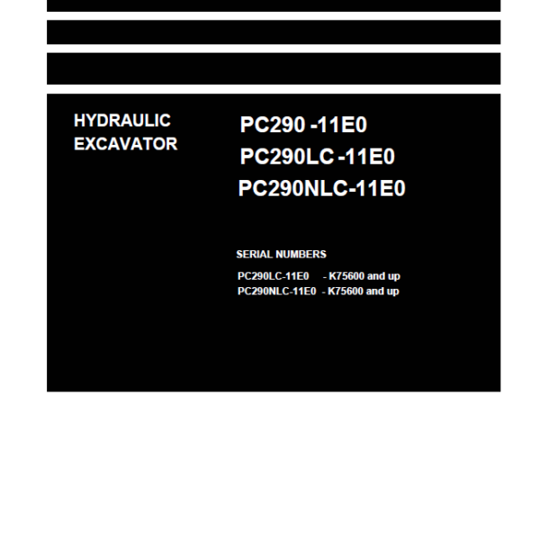 PC290 -11E0 PC290LC -11E0 PC290NLC-11E0 Shop Manual