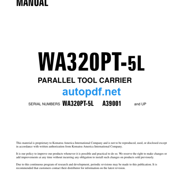 WA320PT-5L Shop Manual