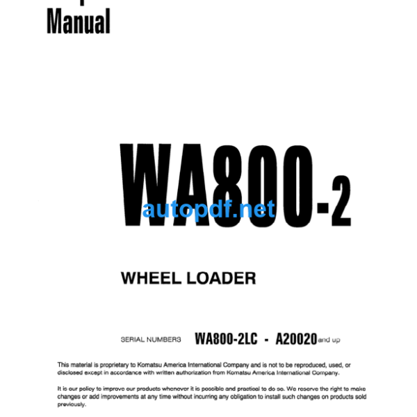WA800-2 Shop Manual