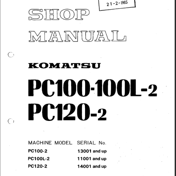 PC100-2 PC100L-2 PC120-2 Shop Manual