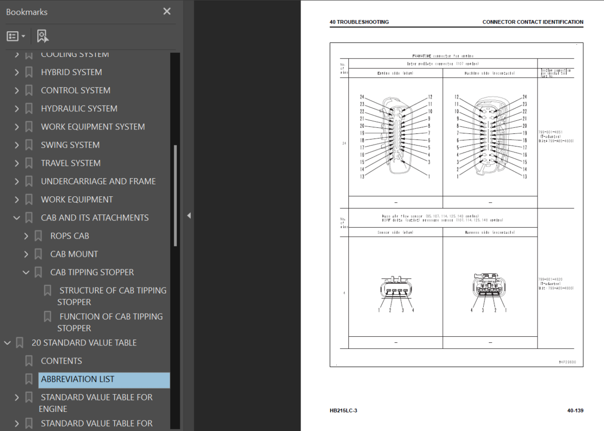 HB215LC-3 SERIAL 70009 and up K70202 and up Shop Manual