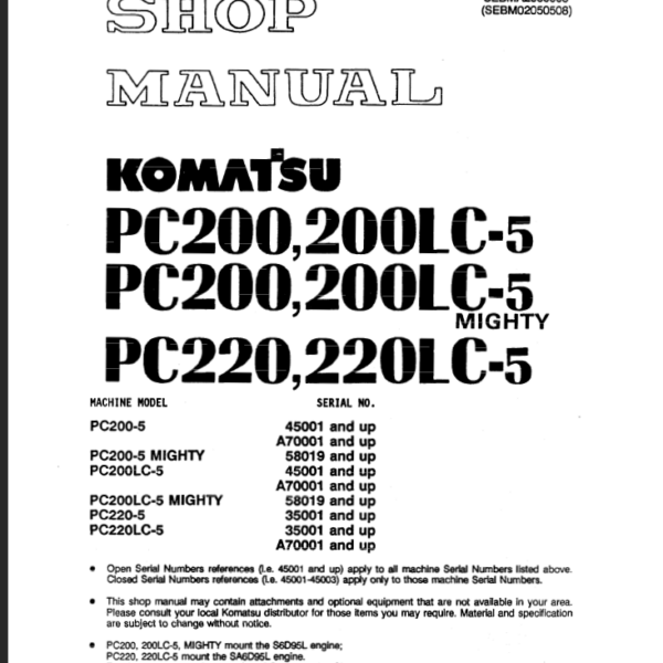 PC200 PC200LC-5 MIGHTY PC220 PC220LC-5 Shop Manual