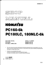 PC160-6K PC180LC PC180NLC-6K Shop Manual