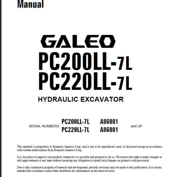 PC200LL-7L PC220LL-7L GALEO Shop Manual