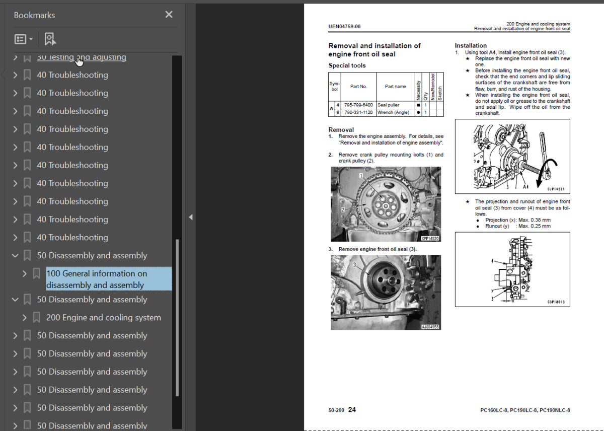 PC160LC-8 PC190LC-8 PC190NLC-8 Shop Manual