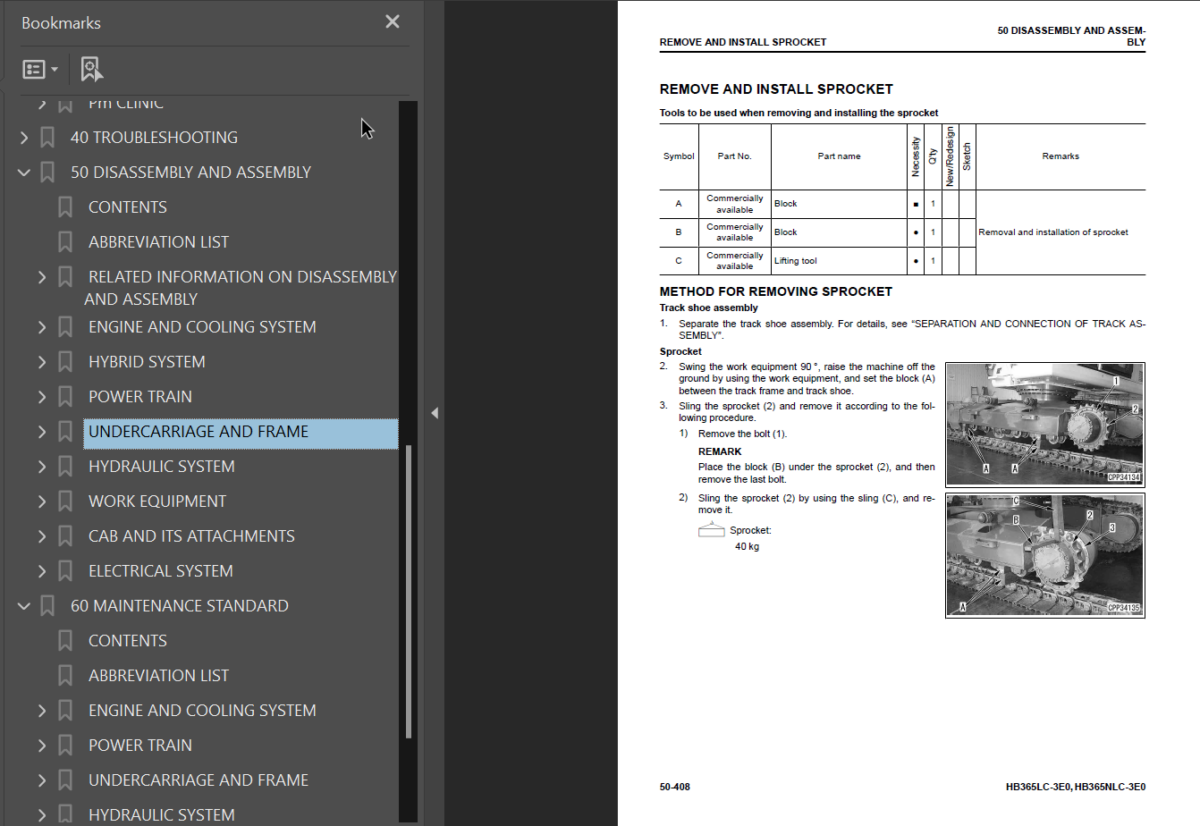 HB365LC-3E0 HB365NLC-3E0 (SERIAL NUMBERS 5001 and up K70001 and up) Shop Manual