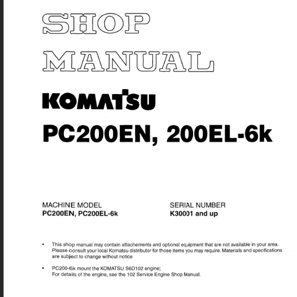 PC200EN PC200EL-6K Shop Manual