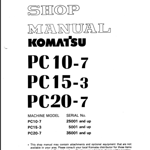 PC10-7 PC15-3 PC20-7 Shop Manual