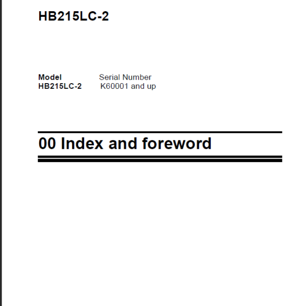 HB215LC-2 Shop Manual