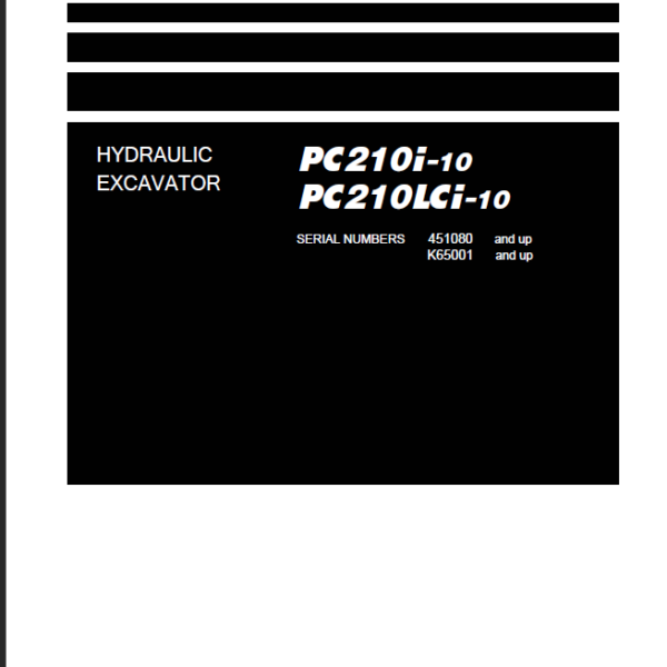 PC210i-10i PC210LCi-10i Serial 451080 and up K65001 and up Shop Manual