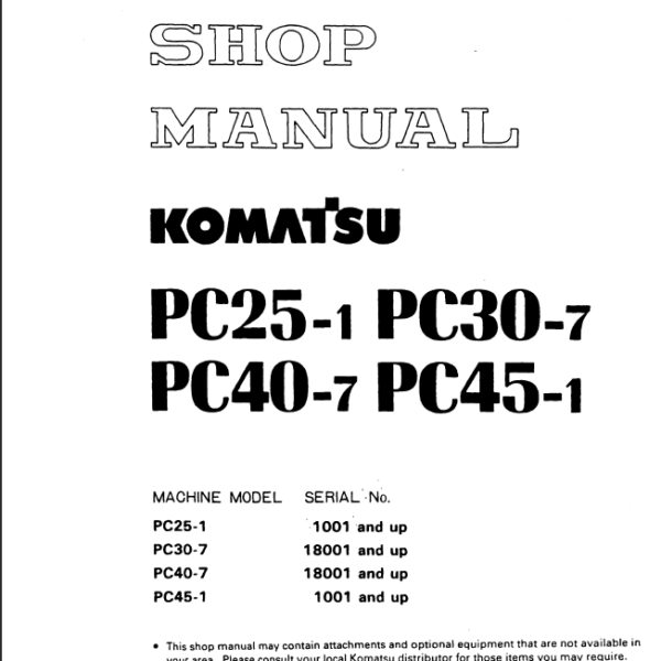 PC25-1 PC30-7 PC40-7 PC45-1 Shop Manual