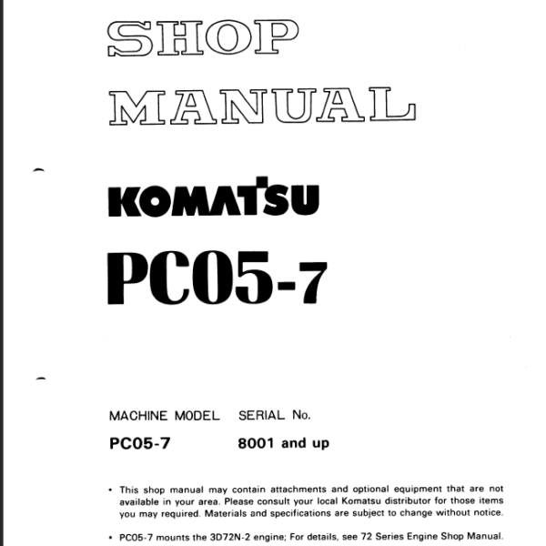 PC05-7 Shop Manual