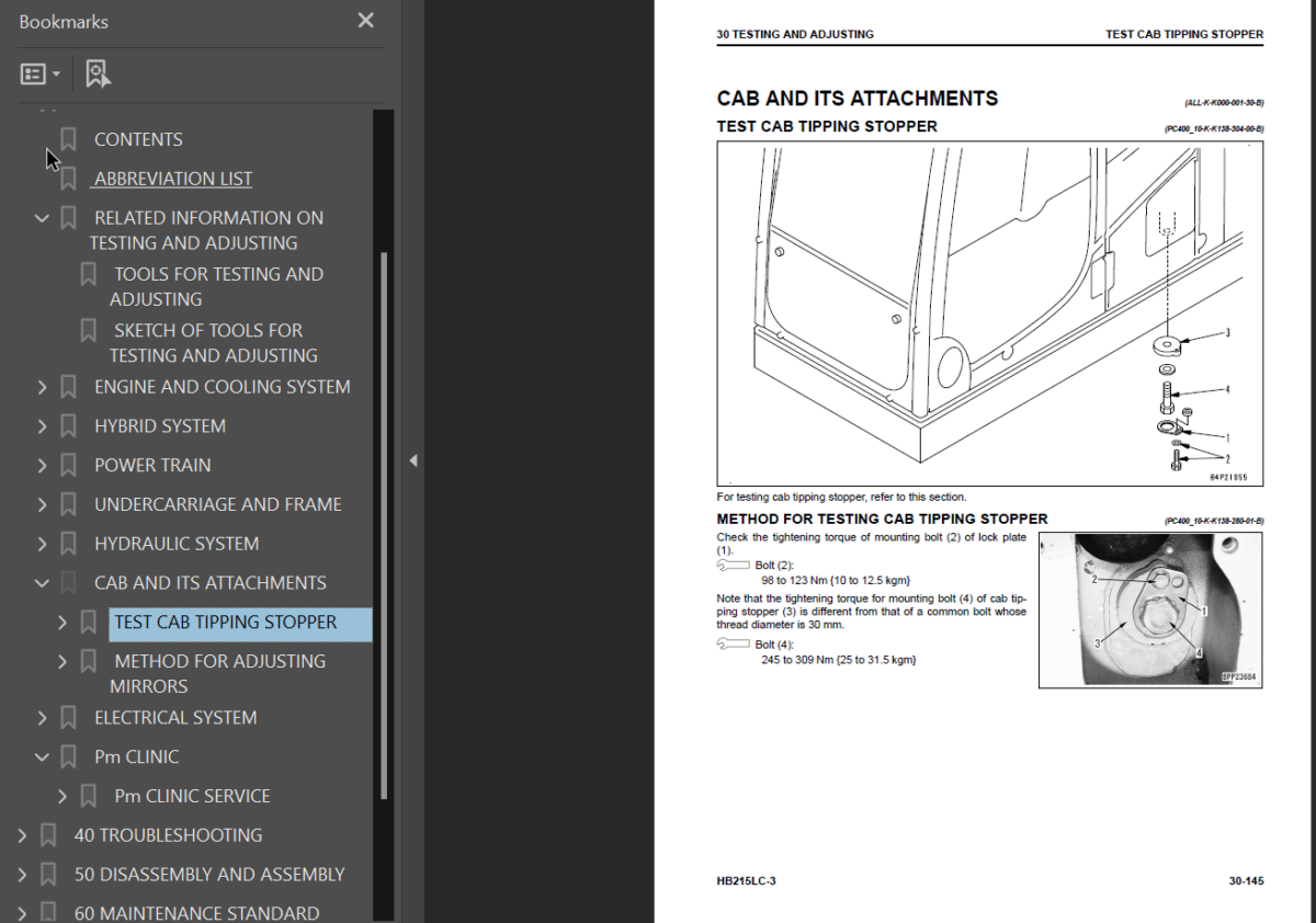 HB215LC-3 Shop Manual