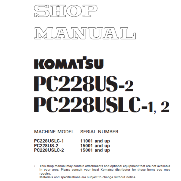 PC228US-2 PC228USLC-1 2 Shop Manual