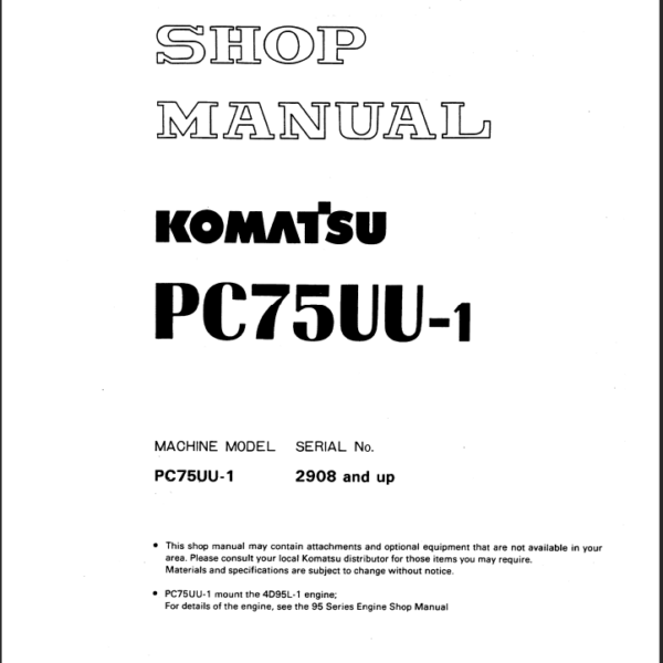 PC75UU-1 Shop Manual